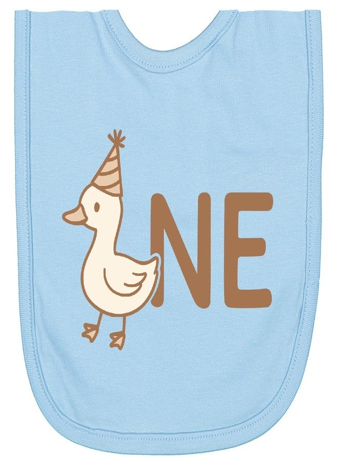 inktastic Cute Duck First Birthday Newborn Bib Light Blue 48370 - Image 1