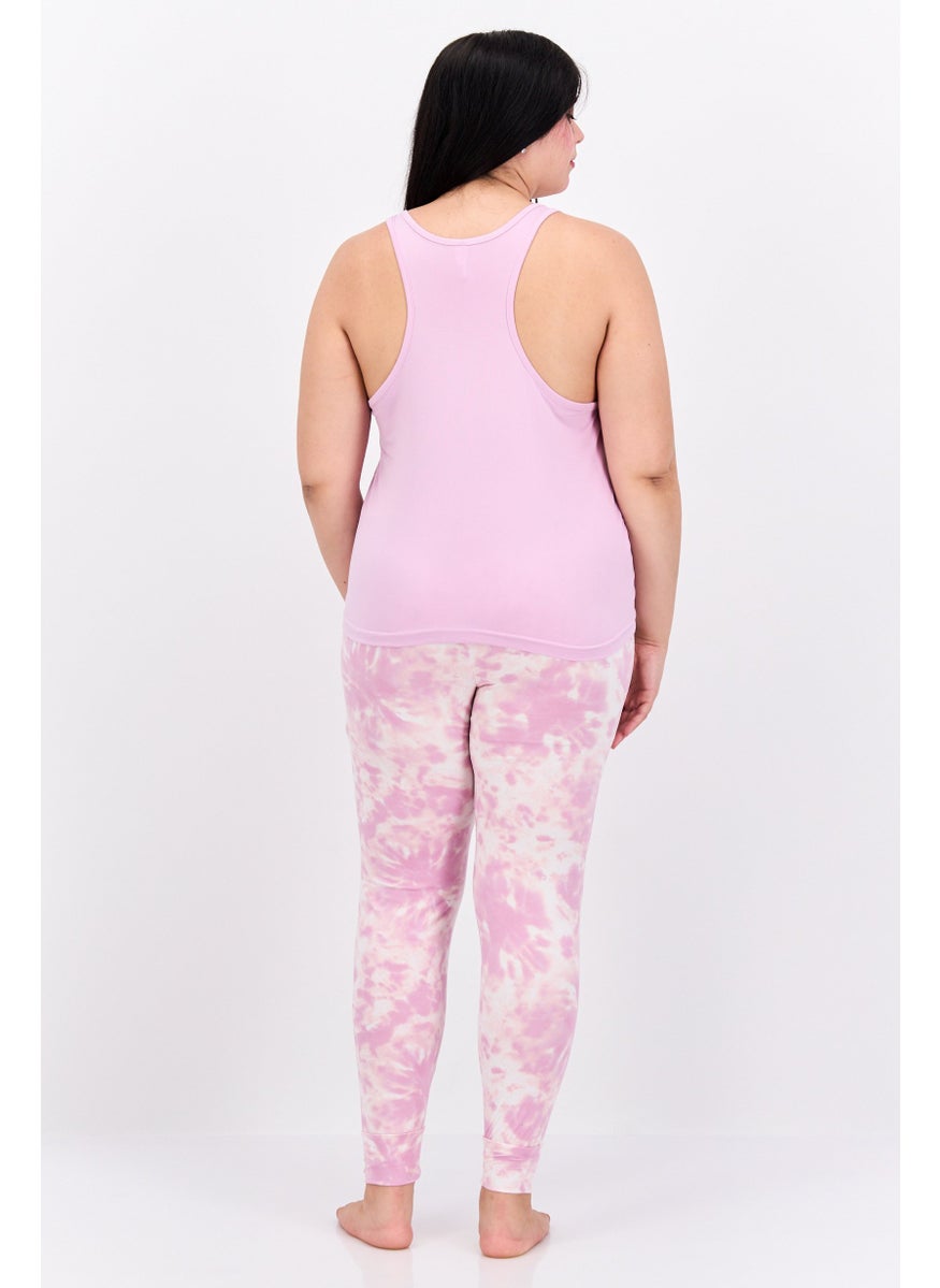French Affair Women 2 Pieces Graphic Top And Pajama Set, Lavender  - Image 2