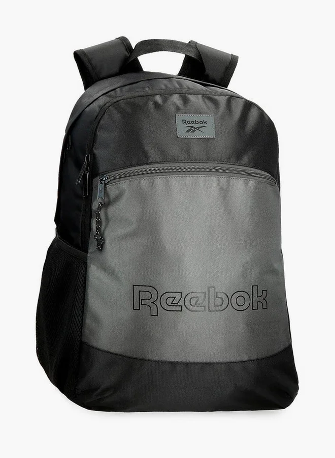 Reebok Logo Print School Backpack with Adjustable Straps and Zip Closure - 38x19x43 cm