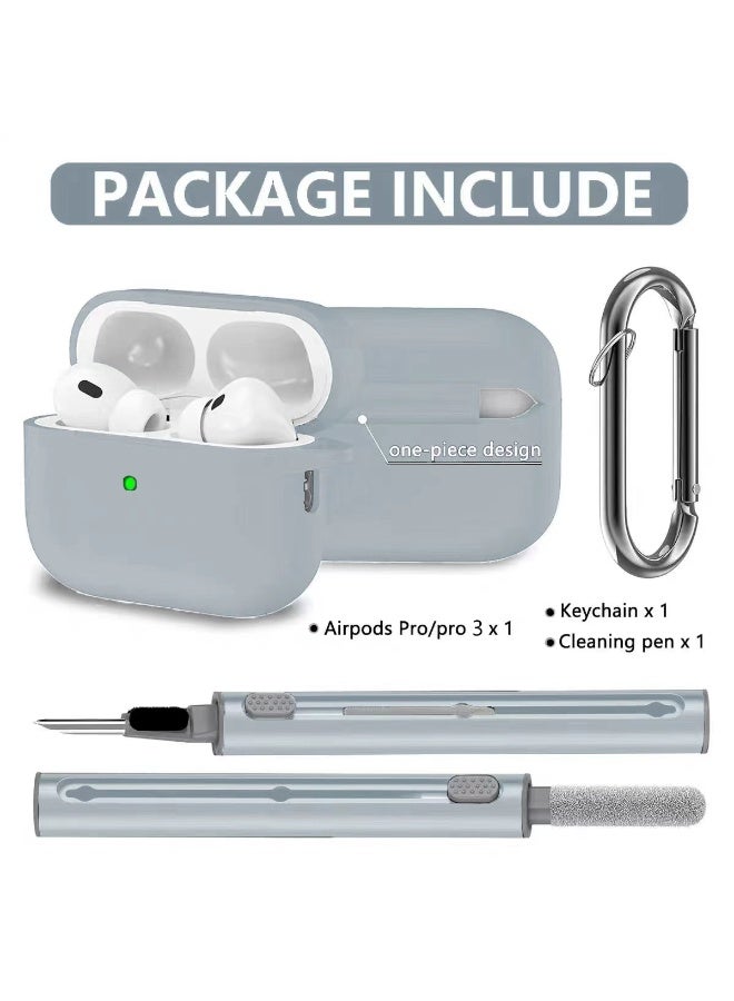 Silicone protective cover for AirPods Pro 3, with detergent kit, women's and men's keychain, suitable for the third-generation shell gift sports lanyard (gray) - Image 2