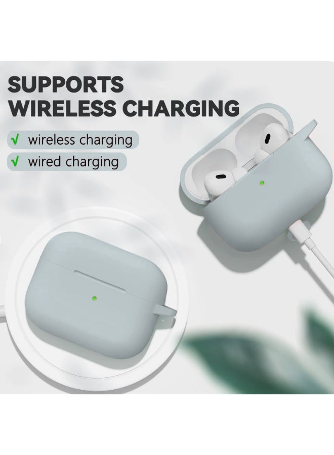 Silicone protective cover for AirPods Pro 3, with detergent kit, women's and men's keychain, suitable for the third-generation shell gift sports lanyard (gray) - Image 5