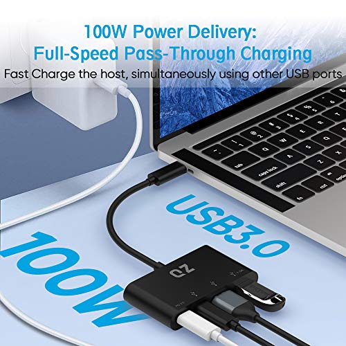 QZ [USB 3.1 Gen 1, 5 Gbps] QZ USB C Hub for Next Gen Office Work Stations, 4 Ports, USB Type C to Type C Hub, USB Type C Hub with PD Power Delivery 100W for PC, Laptop and Phones - Image 4