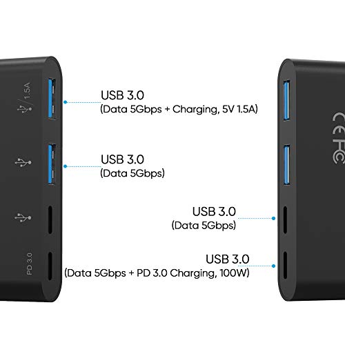 QZ [USB 3.1 Gen 1, 5 Gbps] QZ USB C Hub for Next Gen Office Work Stations, 4 Ports, USB Type C to Type C Hub, USB Type C Hub with PD Power Delivery 100W for PC, Laptop and Phones - Image 3