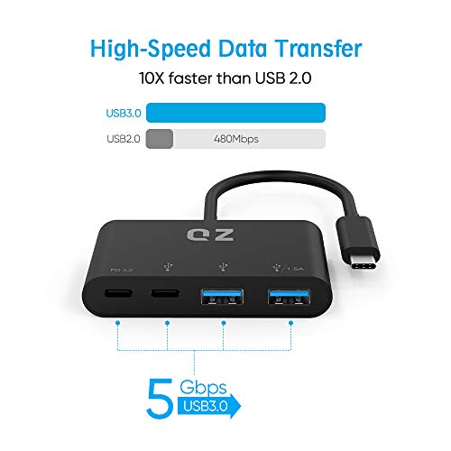 QZ [USB 3.1 Gen 1, 5 Gbps] QZ USB C Hub for Next Gen Office Work Stations, 4 Ports, USB Type C to Type C Hub, USB Type C Hub with PD Power Delivery 100W for PC, Laptop and Phones - Image 5