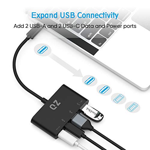 QZ [USB 3.1 Gen 1, 5 Gbps] QZ USB C Hub for Next Gen Office Work Stations, 4 Ports, USB Type C to Type C Hub, USB Type C Hub with PD Power Delivery 100W for PC, Laptop and Phones - Image 2