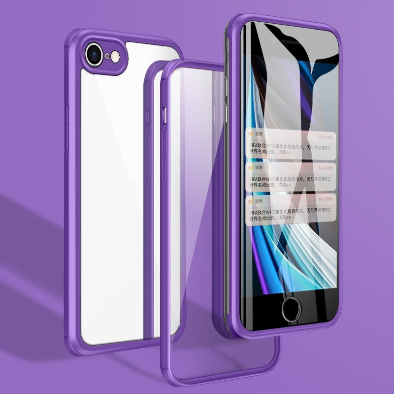 HuHa Protective Cover For iPhone SE 2022 / SE 2020 / 8 / 7 Double-sided Glass TPU Phone Case(Purple) - Image 1