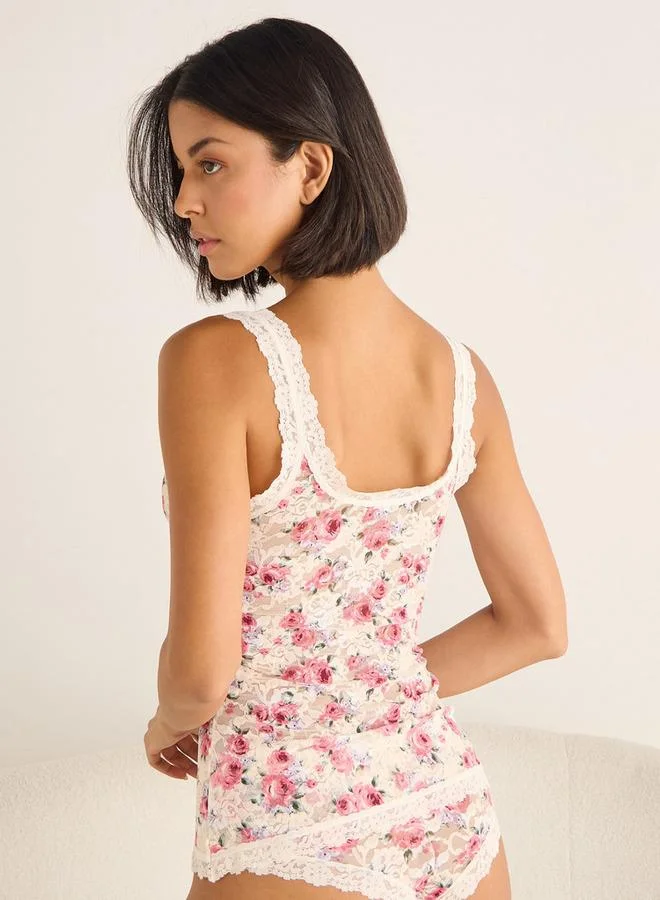 FAV Floral Print Camisole with Lace Inserts