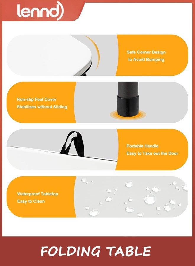 LENND 86cm Folding Table, Portable Square Folding Card Table with Collapsible Legs & Carrying Handle, Plastic Tables for Camping,Picnic, Office, Party, White - Image 5