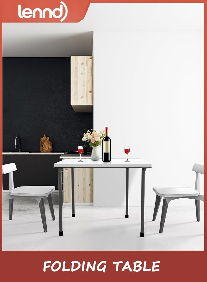 LENND 86cm Folding Table, Portable Square Folding Card Table with Collapsible Legs & Carrying Handle, Plastic Tables for Camping,Picnic, Office, Party, White - Image 4