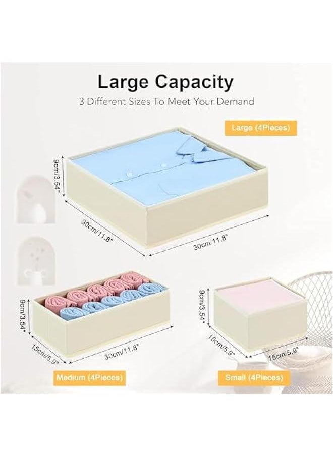 HOOKOR Drawer Organizer for Clothing, 12 Pack Fabric Drawer Organizer Bins, Foldable Sock Organizer for Drawer, Dresser Organizer for Clothes, Socks, Bra, Tie  - Image 2