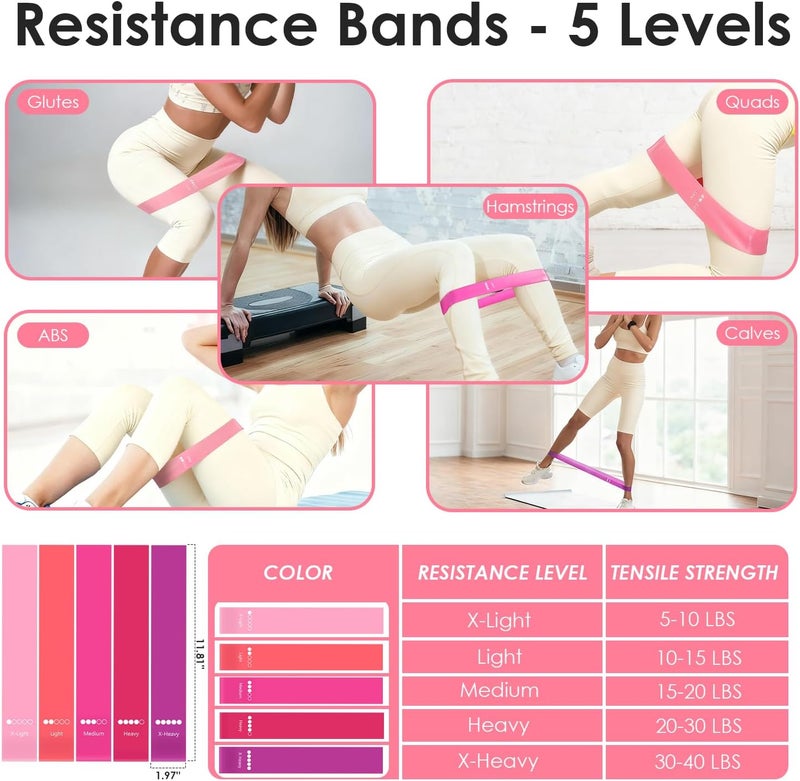 MIELIA 16 PCS Pink Pilates Ring and Ball Set for Women - Home Pilates Equipment Kit - Image 5