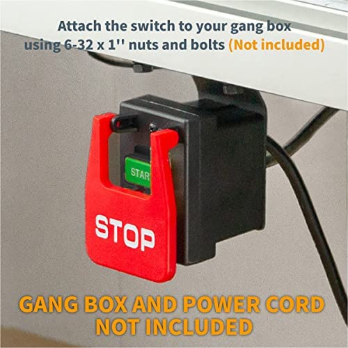 POWERTEC 120V/230V Dual Voltage Paddle Switch, 3 HP at 230 Volts, UL Certified. Large Knee Paddle for Power Tools Fast Power Off. Fits Table Saw, Router Table, Drill Press, Bench Saw, Band Saw (71007) - Image 2