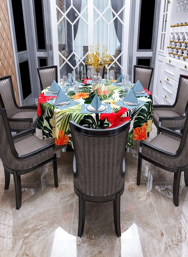 VVA Tropical Round Tablecloth, Hawaiian Palm Tree Hibiscus Flowers Plants Tablecloths, Aloha/Luau Theme Party, Wipeable Waterproof Table Cloth for Family Dinners Patio Outdoor/Outside Events 70x70 Inch - Image 5