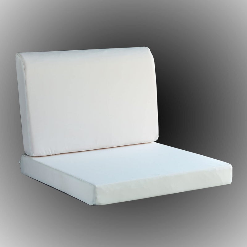 SAMTY وسائد كراسي الفناء مع وسادة ظهر قاع غير قابل للانزلاق مقاوم للماء وسائد كراسي مربعة خارجية مع أربطة لأثاث أرجوحة الحديقة 24 × 24 بوصة بيضاء