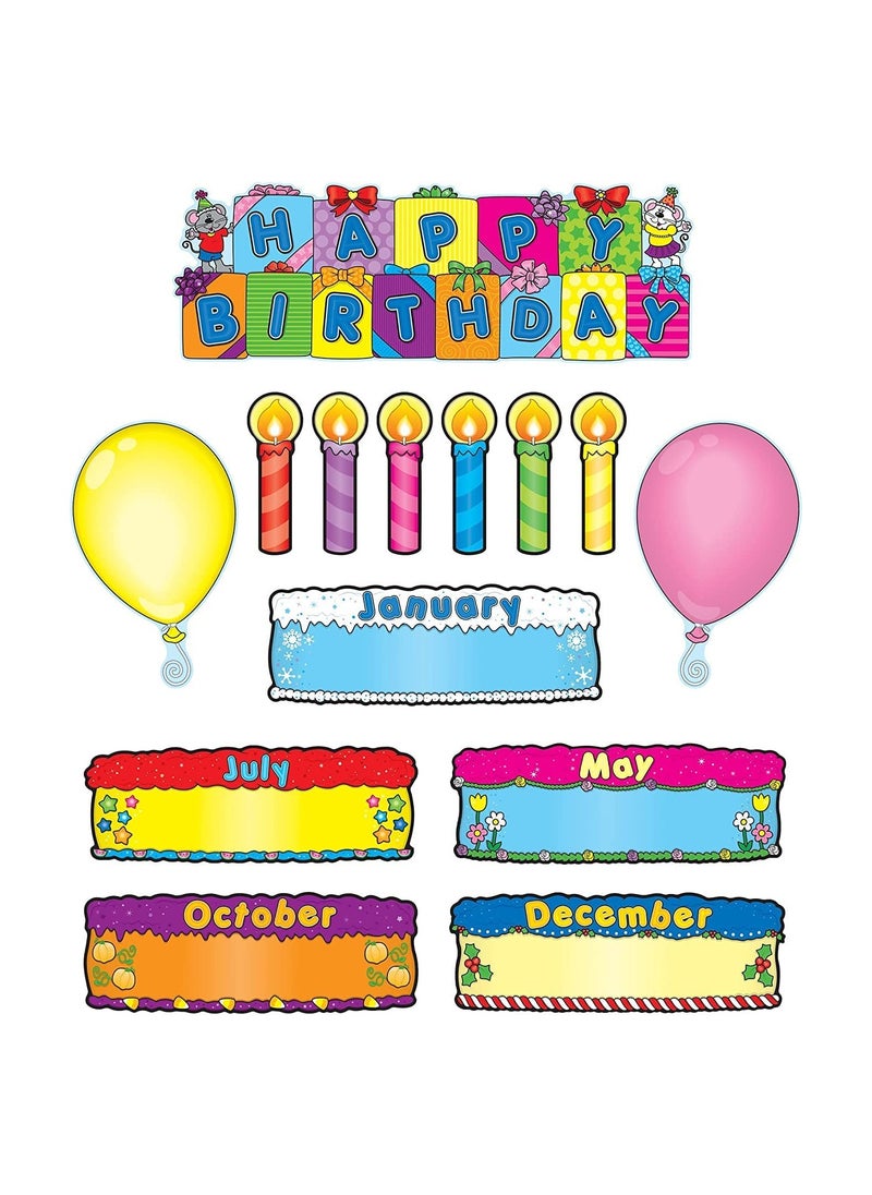 Generic Colorful Birthday Cake Decorations Set, Birthday Candles and Balloons for Classroom Decorations, 47 Pieces  - Image 3