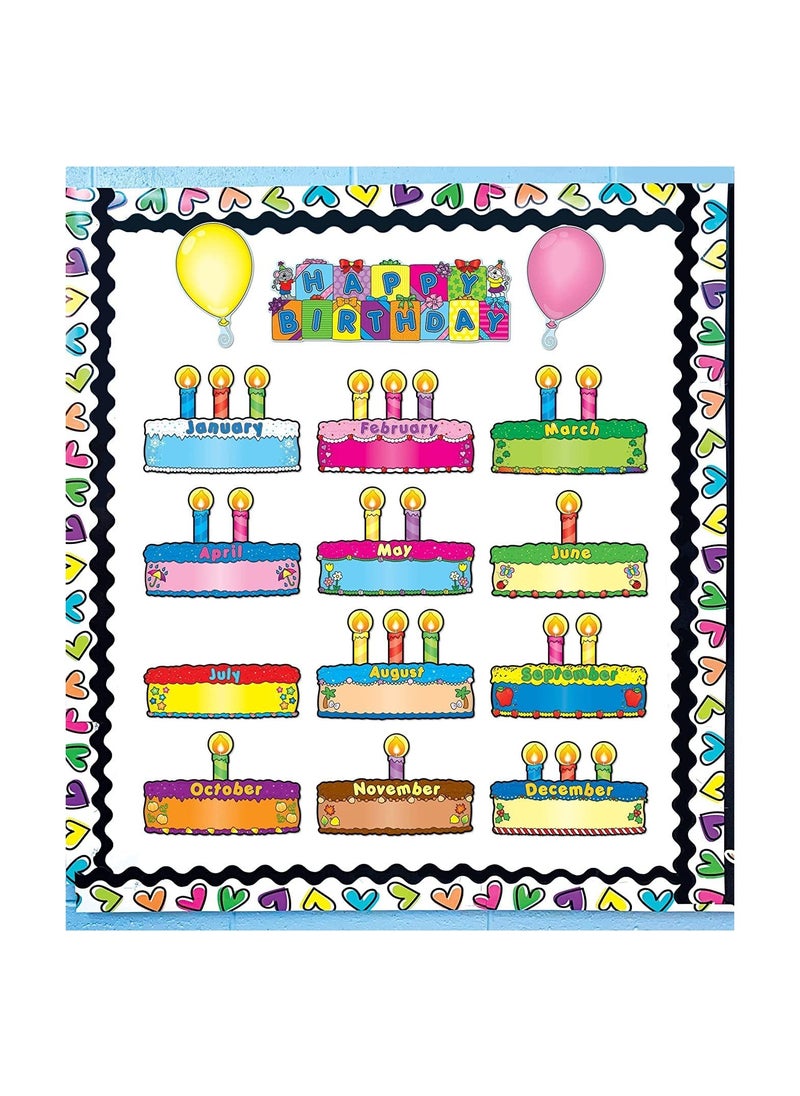 Generic Colorful Birthday Cake Decorations Set, Birthday Candles and Balloons for Classroom Decorations, 47 Pieces  - Image 2