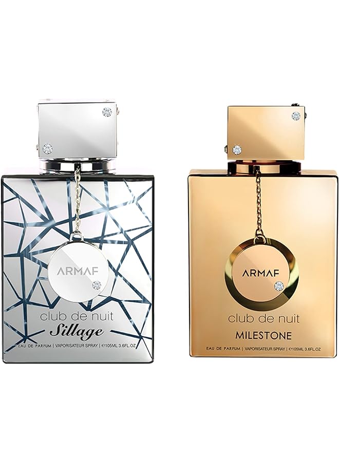 أرماف مجموعة عطور كلوب دي نوي للرجال والنساء مكونة من قطعتين Cdn Sillage 105Ml Edp For Him Silver وCdn Milestone 105Ml Edp For Her Gold - Image 1