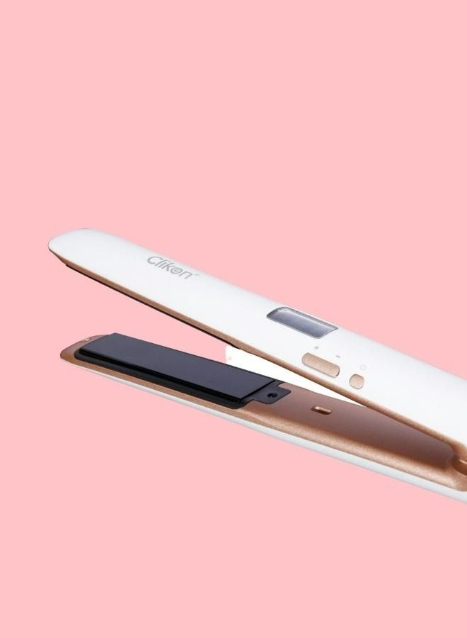 Clikon Clikon Ceramic Coated Hair Straightener, Adjustable Temperature Control, Rapid Heating & Smart Power-Off Technology, 360° Swivel Power Cord, PTC Fast Heating Element, 45 Watts,2 Years Warranty,  White - Image 4