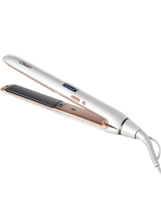 Clikon Clikon Ceramic Coated Hair Straightener, Adjustable Temperature Control, Rapid Heating & Smart Power-Off Technology, 360° Swivel Power Cord, PTC Fast Heating Element, 45 Watts,2 Years Warranty,  White - Image 1