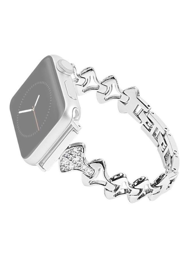 NIBEMINENT Metal Replacement Watchband For Apple Watch Series 7/6/5/4/3/2/1/SE 38/40/41mm Silver - Image 1