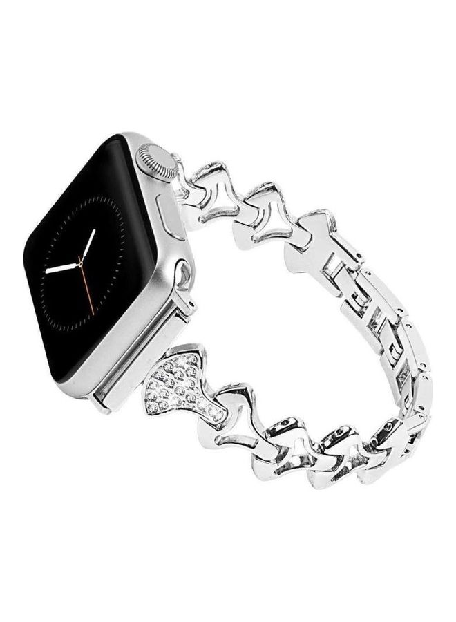 NIBEMINENT Metal Replacement Watchband For Apple Watch Series 7/6/5/4/3/2/1/SE 38/40/41mm Silver - Image 2