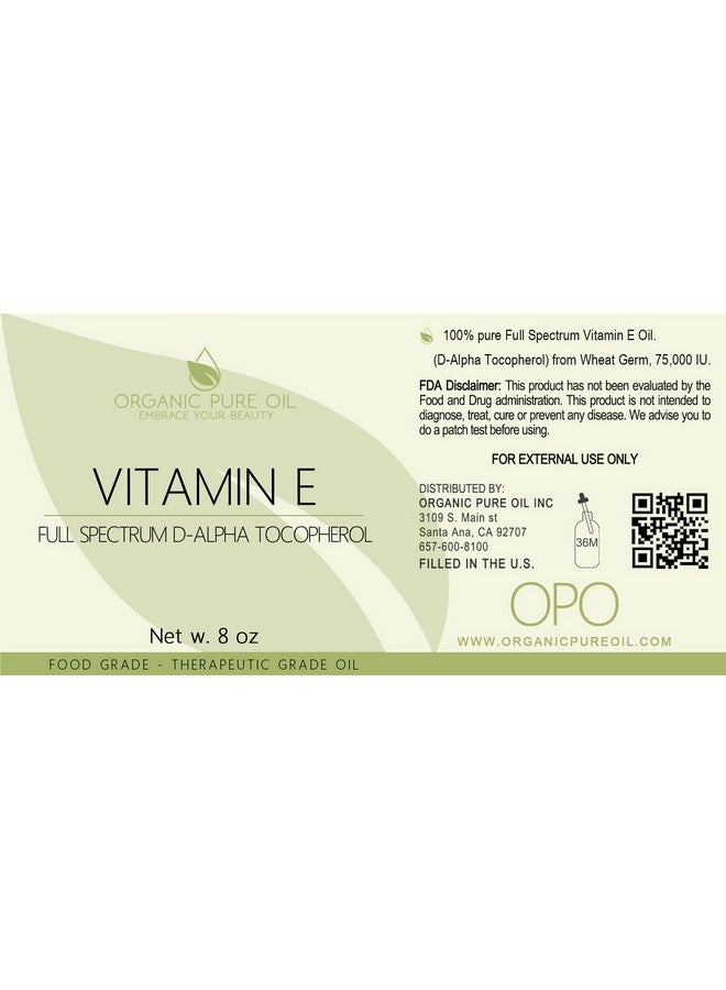 OPO زيت فيتامين E 100% نقي طيف كامل دالفا توكوفيرول 75000 وحدة دولية مستخرج من جنين القمح خالي من الصويا للشعر والبشرة والوجه والجسم والأظافر والجلد المحيط بالأظافر مضاد للأكسدة (8 أوقية) - Image 3