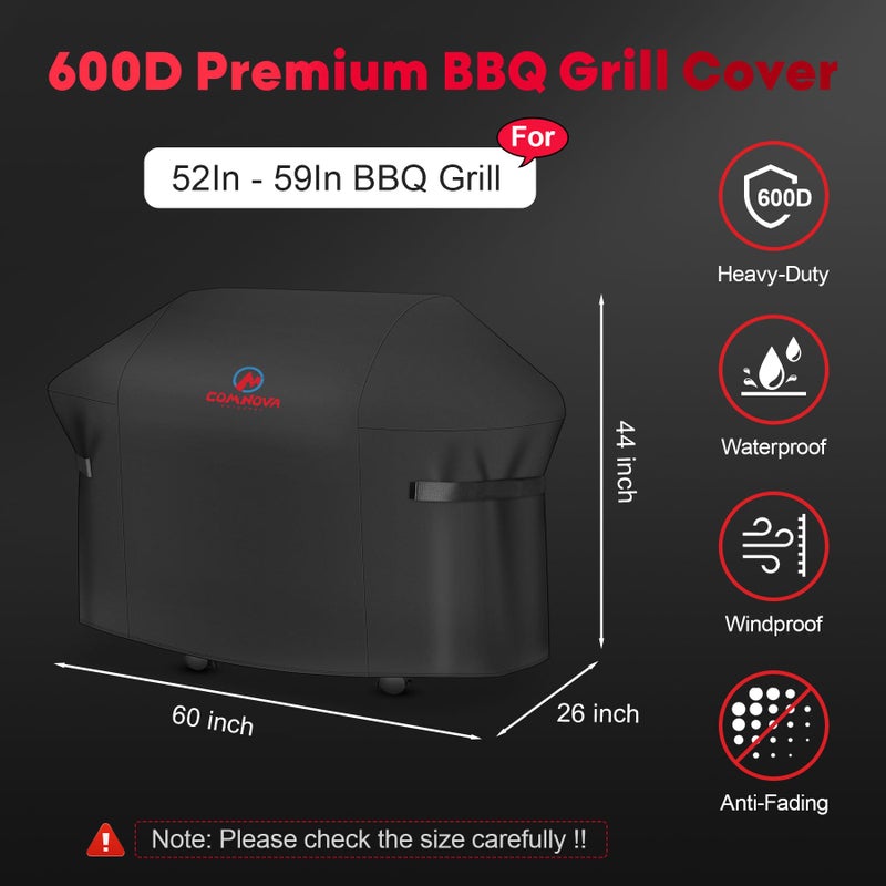M COMNOVA OUTDOORS Comnova Grill Cover 60 Inch - 600D Grill Cover for Weber Genesis 300 Series Gas Grill Heavy Duty & Waterproof, Outdoor BBQ Cover for Weber, Char Broil, Dyna-glo, Nexgrill (Not Fit Genesis E325)  - Image 2
