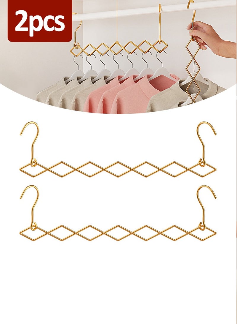 BEIRUI 2pcs Multifunctional Clothes Rack, Stainless Steel Folding Multi-Layer Hanging Clothes Rack, Household Organizer Wardrobe Storage Artifact, Drying Clothes Without Taking Up Space, 7 Holes Clothes Rack Wardrobe Storage Hangers - Image 1