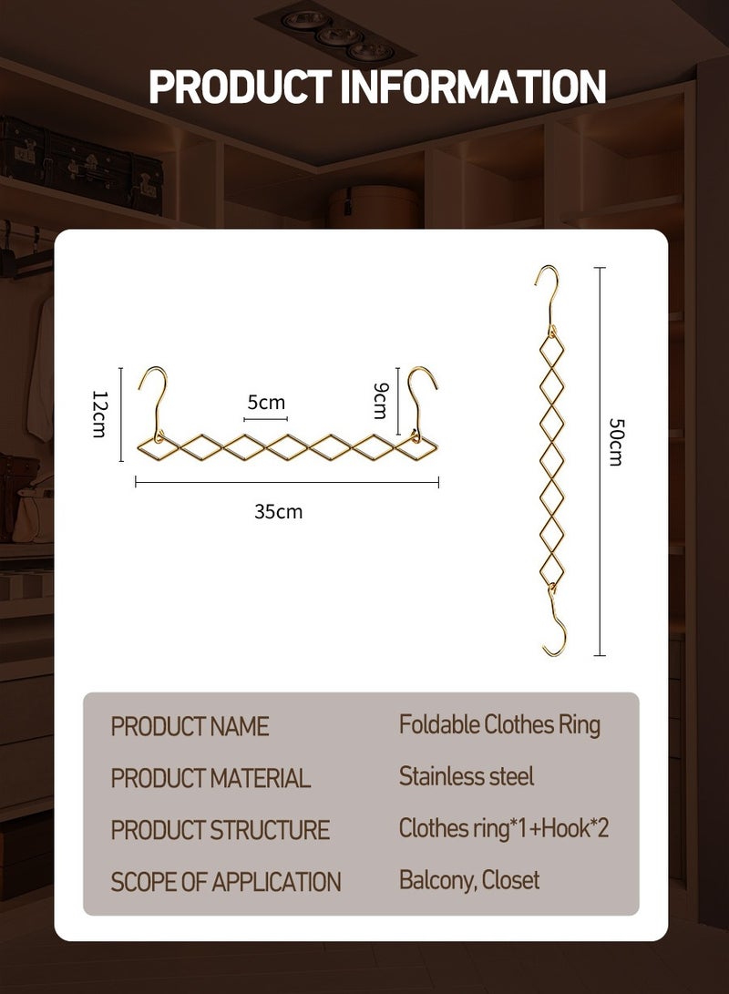 BEIRUI 2pcs Multifunctional Clothes Rack, Stainless Steel Folding Multi-Layer Hanging Clothes Rack, Household Organizer Wardrobe Storage Artifact, Drying Clothes Without Taking Up Space, 7 Holes Clothes Rack Wardrobe Storage Hangers - Image 3