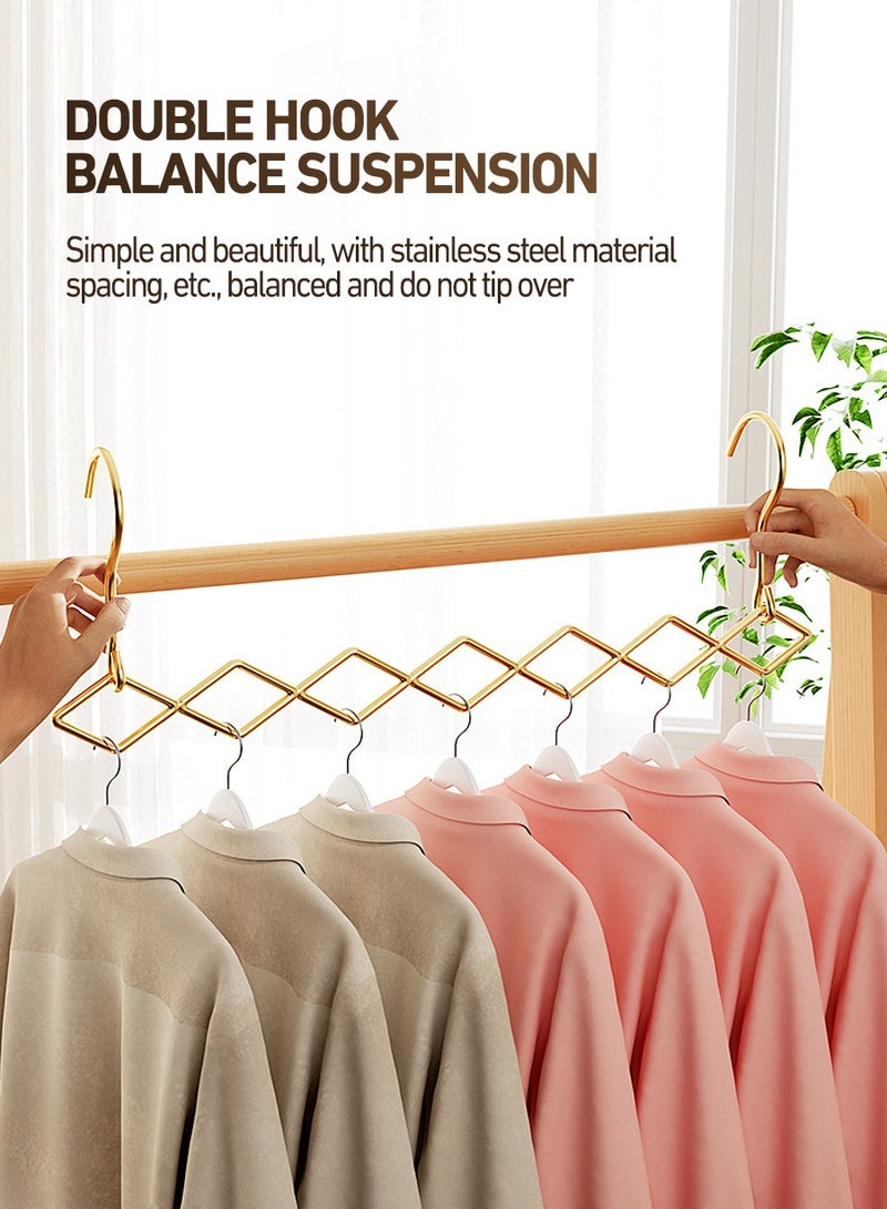BEIRUI 2pcs Multifunctional Clothes Rack, Stainless Steel Folding Multi-Layer Hanging Clothes Rack, Household Organizer Wardrobe Storage Artifact, Drying Clothes Without Taking Up Space, 7 Holes Clothes Rack Wardrobe Storage Hangers - Image 4