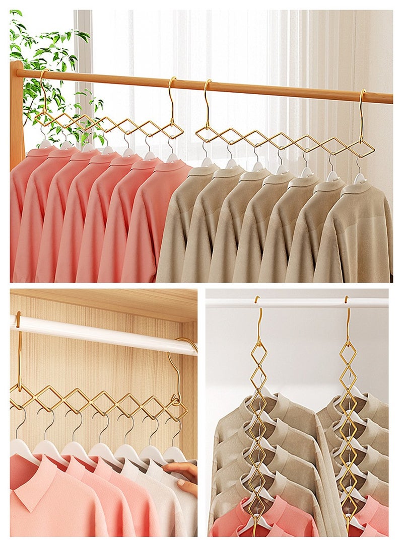 BEIRUI 2pcs Multifunctional Clothes Rack, Stainless Steel Folding Multi-Layer Hanging Clothes Rack, Household Organizer Wardrobe Storage Artifact, Drying Clothes Without Taking Up Space, 7 Holes Clothes Rack Wardrobe Storage Hangers - Image 5