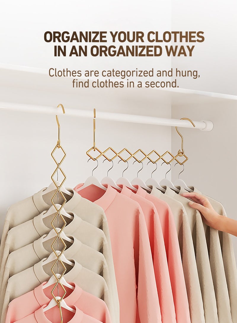 BEIRUI 2pcs Multifunctional Clothes Rack, Stainless Steel Folding Multi-Layer Hanging Clothes Rack, Household Organizer Wardrobe Storage Artifact, Drying Clothes Without Taking Up Space, 7 Holes Clothes Rack Wardrobe Storage Hangers - Image 2