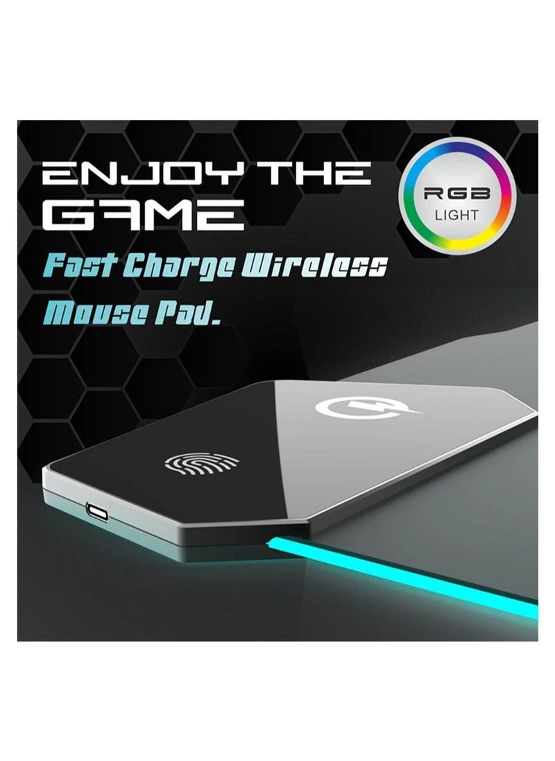 Generic - Wireless Charging Gaming Mouse Pad: Large Mousepad with RGB Luminous Table Mat, Compatible with Computers, Laptops, Keyboards, Non-Slip and Bright LED Pad - Image 1