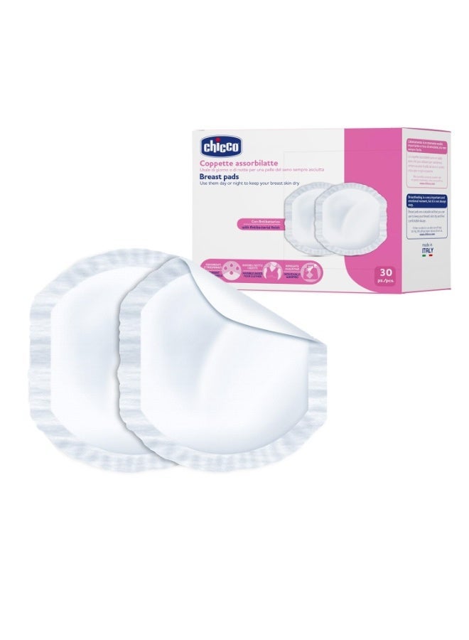 Chicco Anti-Bacterial Nursing Breast Pads, Ultra Thin & Breathable With Super Absorbent Technology, Dermatologically Tested (30 Pieces) - Image 1
