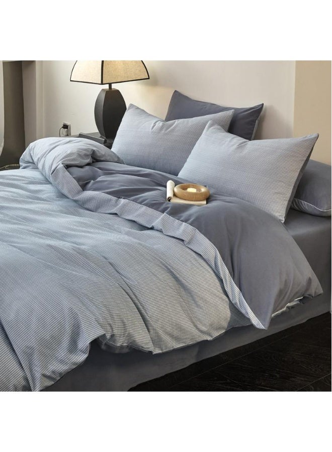 مجموعة من 4 قطع من أغطية اللحاف القطنية تناسب أسرة مزدوجة بحجم 1.5 م / 1.8 م، هدية للاحتفال بمنزل جديد، هدية عيد ميلاد - Image 3