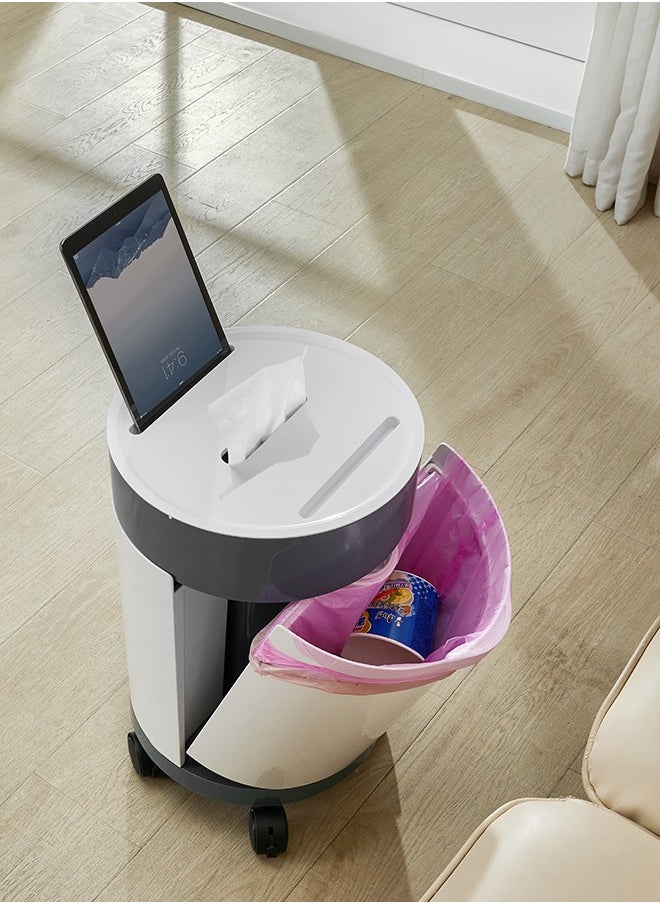 LAWAZIM Multifunctional Classified Dustbin - Dual Compartment Trash Bin with Wheels and Brakes and Integrated Tissue Holder - Ideal for Home Recycling, Kitchen Waste Disposal, and Office Organization  - Image 1