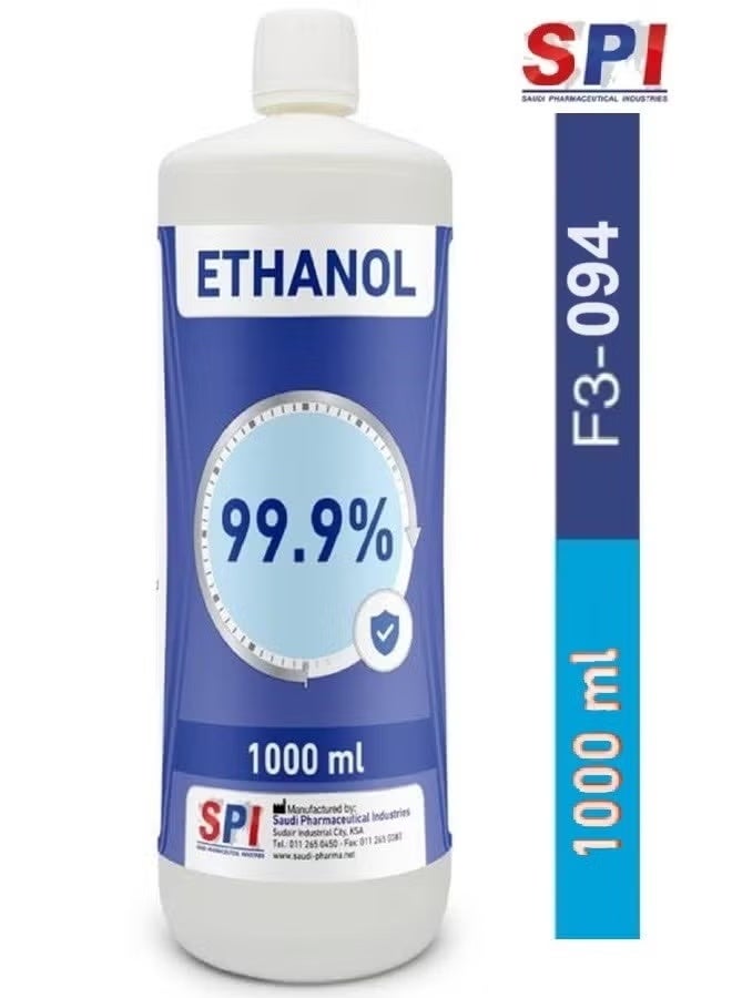 SPI-IPA Ethanol Alcohol 99.9% Antiseptic, Disinfectant and Rubefacient For Quick Drying and General Disinfecting 1000 ml
