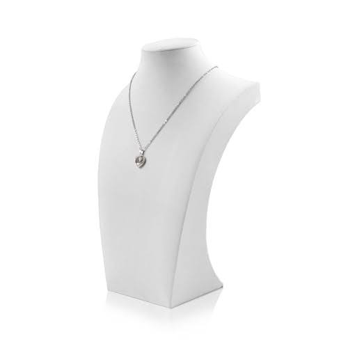 Homeanda Necklace Display Bust - PU Leather Jewelry Bust Stand for Photography, Boutique Display, and Home Organisation(White-11.4"x6.7") - Image 1