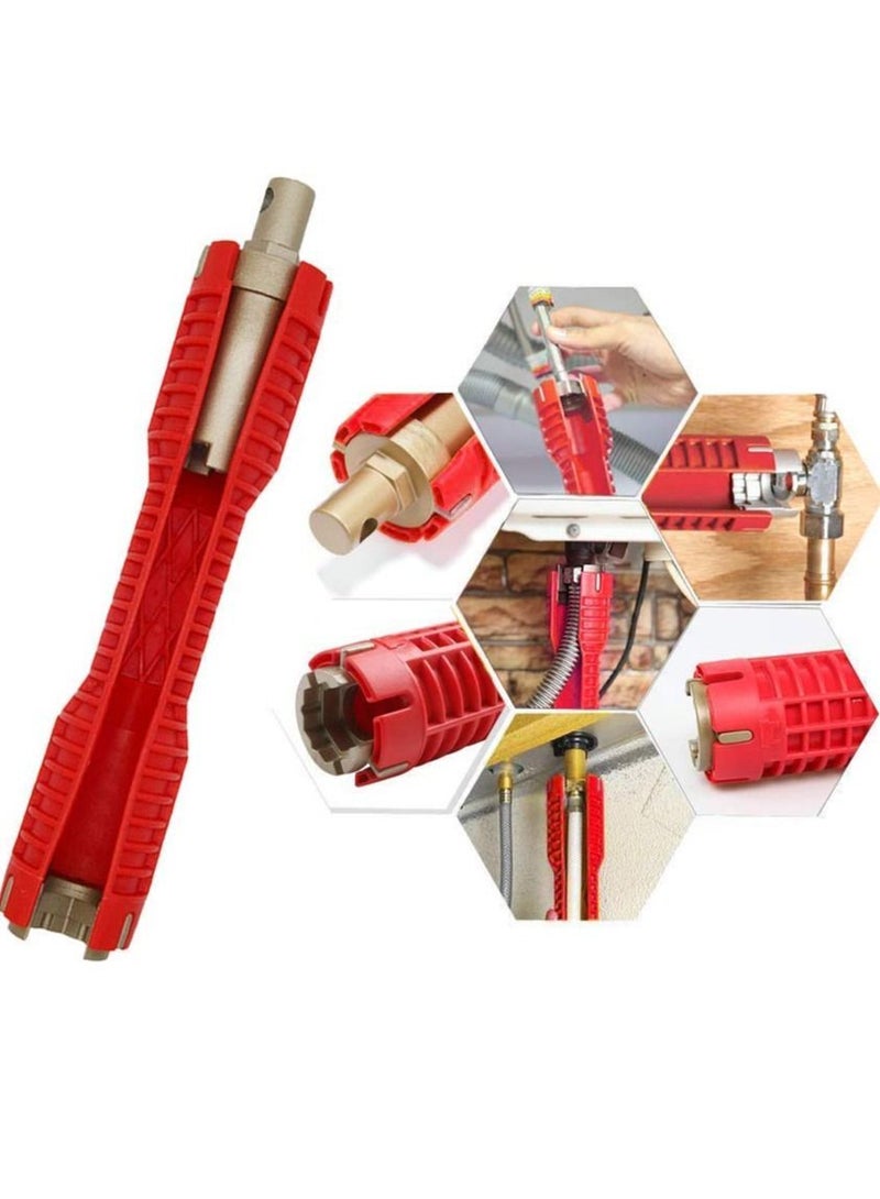 Y&D 16 (8-in-1) Faucet and Sink Installer, Multi-purpose Wrench Plumbing Tool for Toilet Bowl/Sink/Bathroom/Kitchen More (red) - Image 1