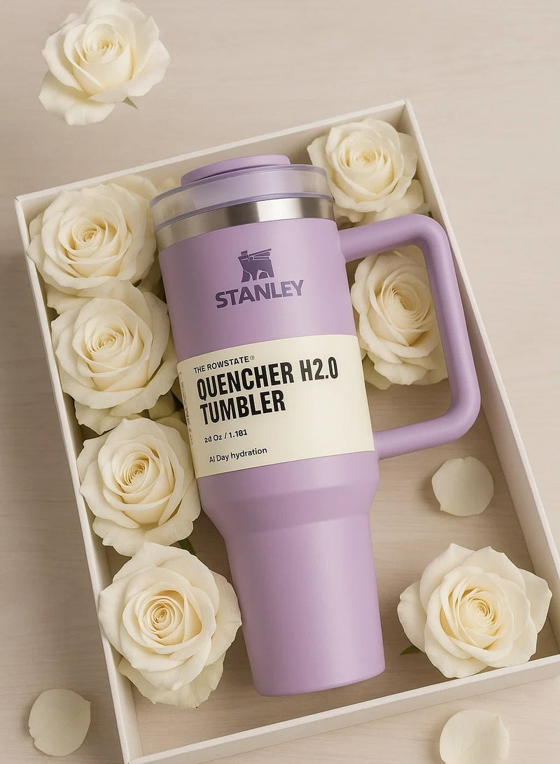 ستانلي كوب ستانلي كوينشر H2.0 فلوستيت الاصلي مختوم ، معزول بتفريغ الهواء فولاذ مقاوم للصدأ مع غطاء وشفاطة للمياه أو الشاي المثلج القهوة وعصير السموذي , 12ساعة بارد و 6 ساعات ساخن, 1.18 لتر - Image 1