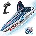DEERC Fast Brushless RC Boat for Adults 30MPH 3S High Speed Remote Control Boat Selfrighting 24Ghz Speed Shark with LED Lights Summer Toy Gift for Kids - Image 2