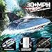 DEERC Fast Brushless RC Boat for Adults 30MPH 3S High Speed Remote Control Boat Selfrighting 24Ghz Speed Shark with LED Lights Summer Toy Gift for Kids - Image 4
