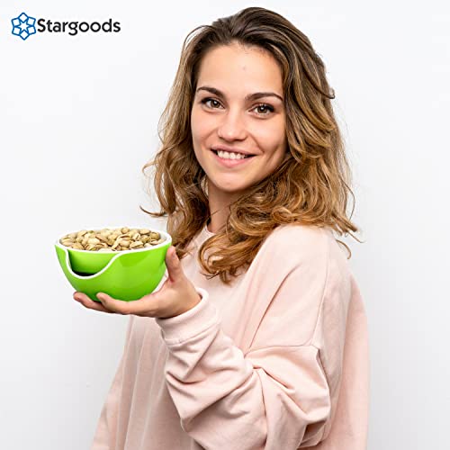 Stargoods Pistachio Bowl, Snack Serving Dish, Double Peanut Bowl with Nut Seeds Shell Candy Storage, Green - Image 5