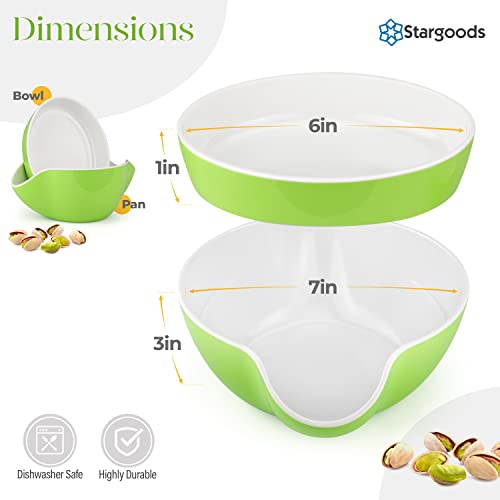 Stargoods Pistachio Bowl, Snack Serving Dish, Double Peanut Bowl with Nut Seeds Shell Candy Storage, Green - Image 3
