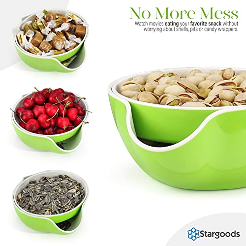 Stargoods Pistachio Bowl, Snack Serving Dish, Double Peanut Bowl with Nut Seeds Shell Candy Storage, Green - Image 4