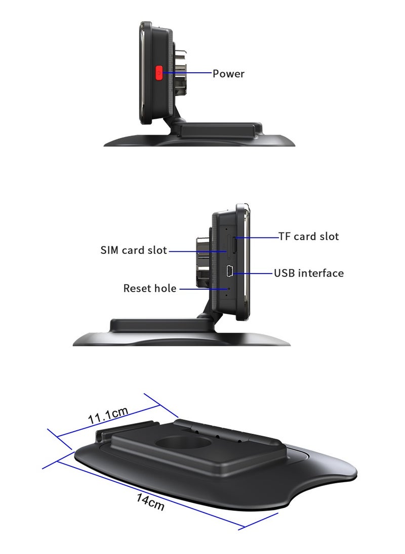 Furtey - 12 in IPS Display Touch Screen Tachograph , Dash Camera , All around  Camera Driving Recorder , 360°Wide Angle Support Night-Vision, Loop Recording ,Reverse monitoring , Time-mark Motion Detection etc - Image 1