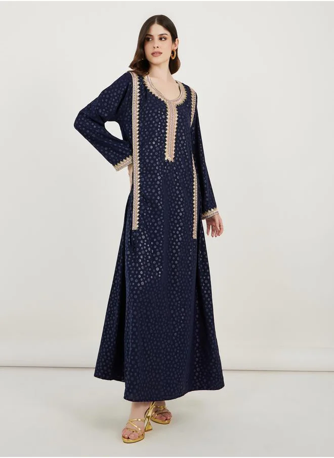 Maxim Creation Embroidered Panel Scoop Neck Kaftan by Styli