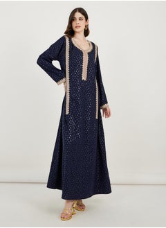 Maxim Creation Embroidered Panel Scoop Neck Kaftan by Styli  - Image 1