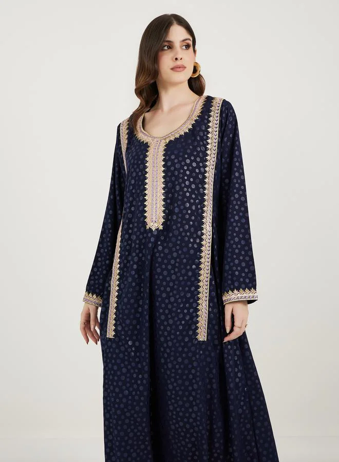 Maxim Creation Embroidered Panel Scoop Neck Kaftan by Styli