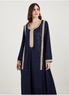 Maxim Creation Embroidered Panel Scoop Neck Kaftan by Styli  - Image 5